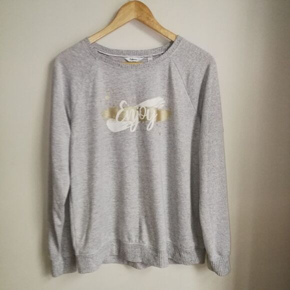 Grey & Gold ENJOY Soft Cosy Casual Long Sleeves Sweatshirt Size Medium - Picture 2 of 12